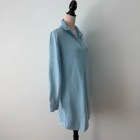 PBJ Blues Ramie Cotton Sweater Cardigan Dress M Light Blue Button Front - Picture 5 of 14
